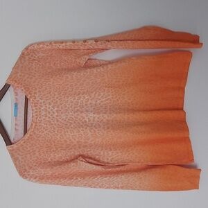J Mclaughlin Cotton Modal Blend Leopard Ombre Lightweight Sweater Orange Size M
